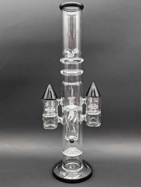 Dual Jet Rocket Ship Straight Tube Bong