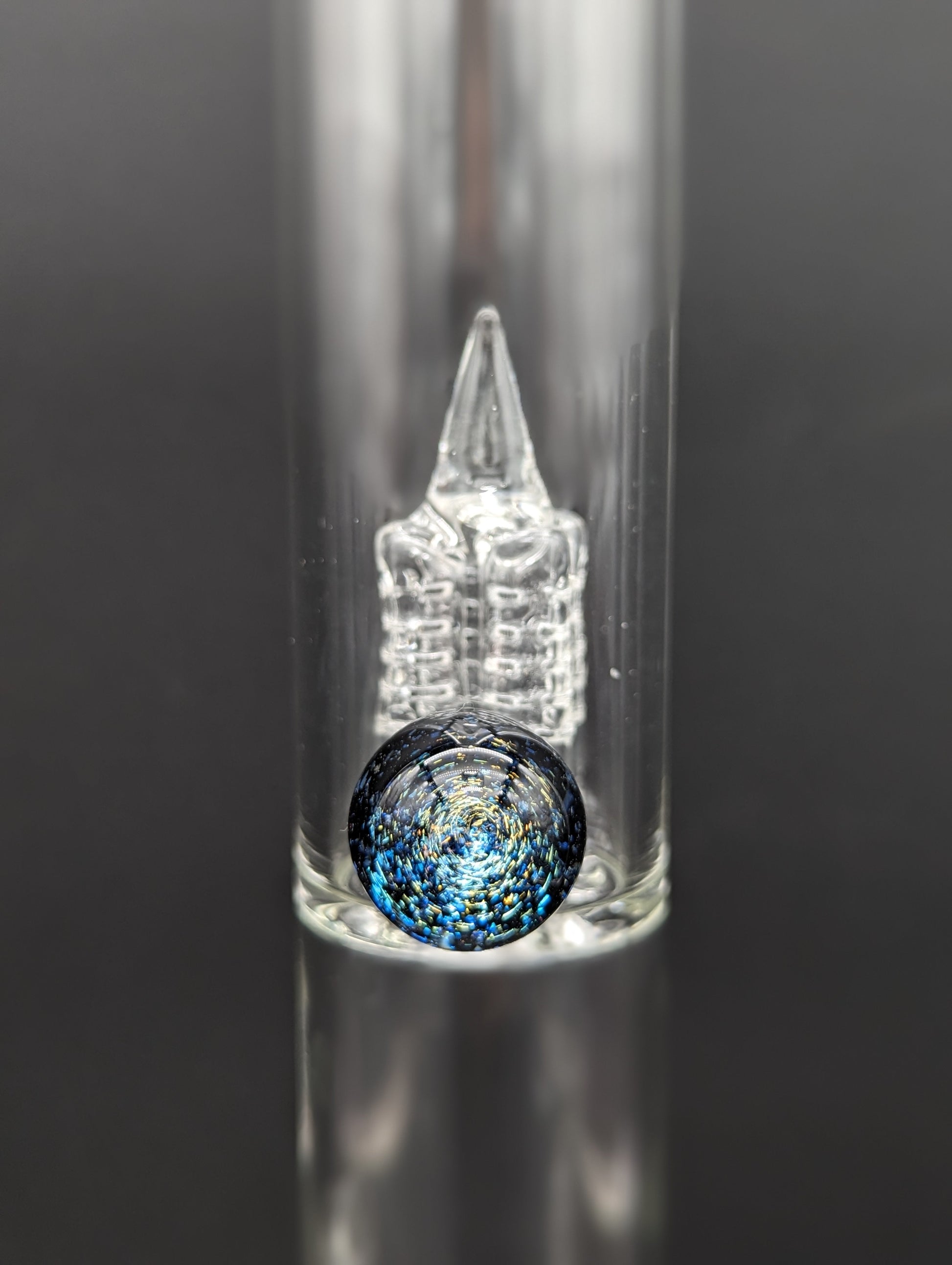 Greek Glass Threeline to 360 Grid Cap Tube w/ Marble-Avernic Smoke Shop