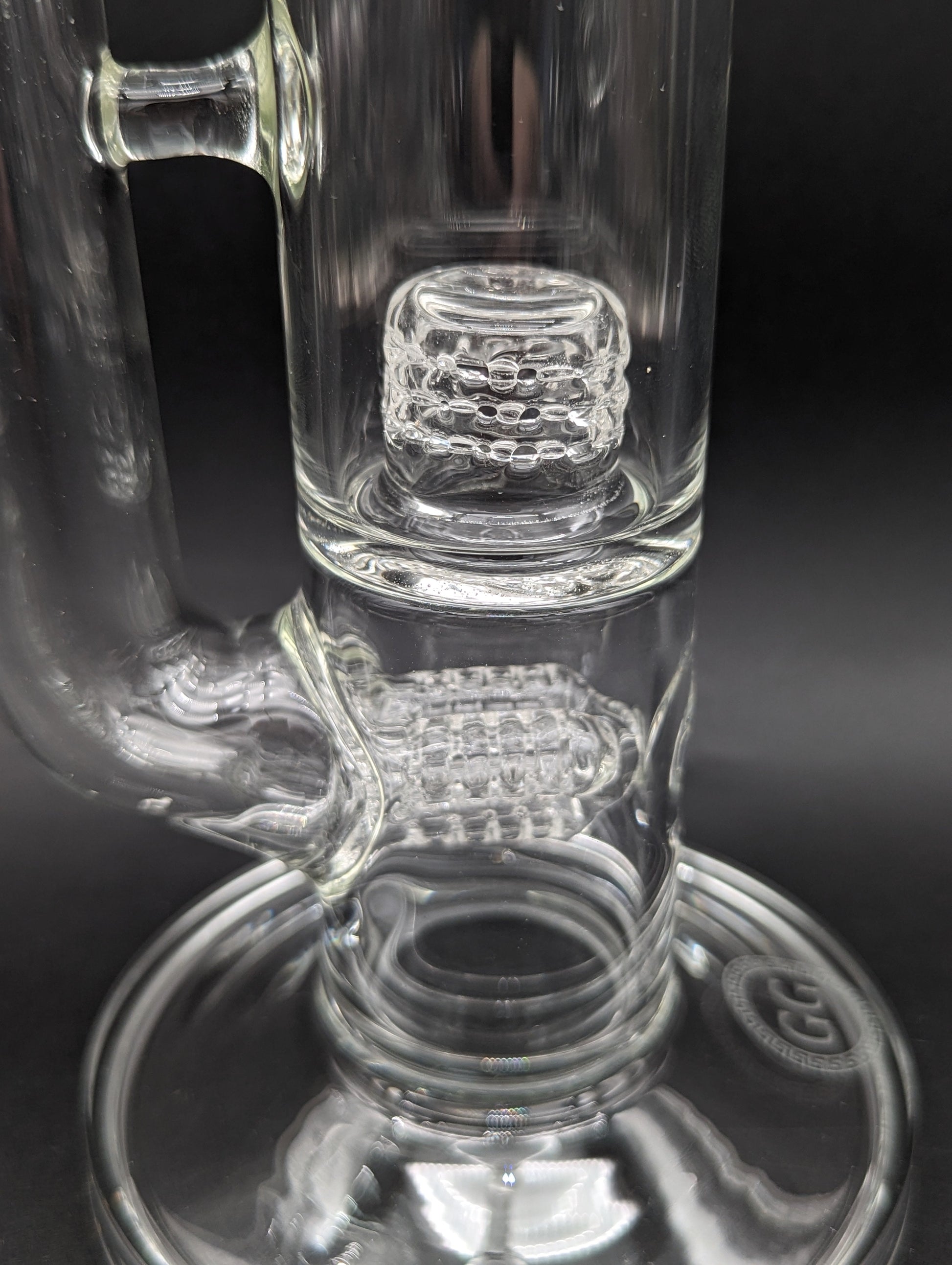 Greek Glass Threeline to 360 Grid Cap Tube w/ Marble-Avernic Smoke Shop