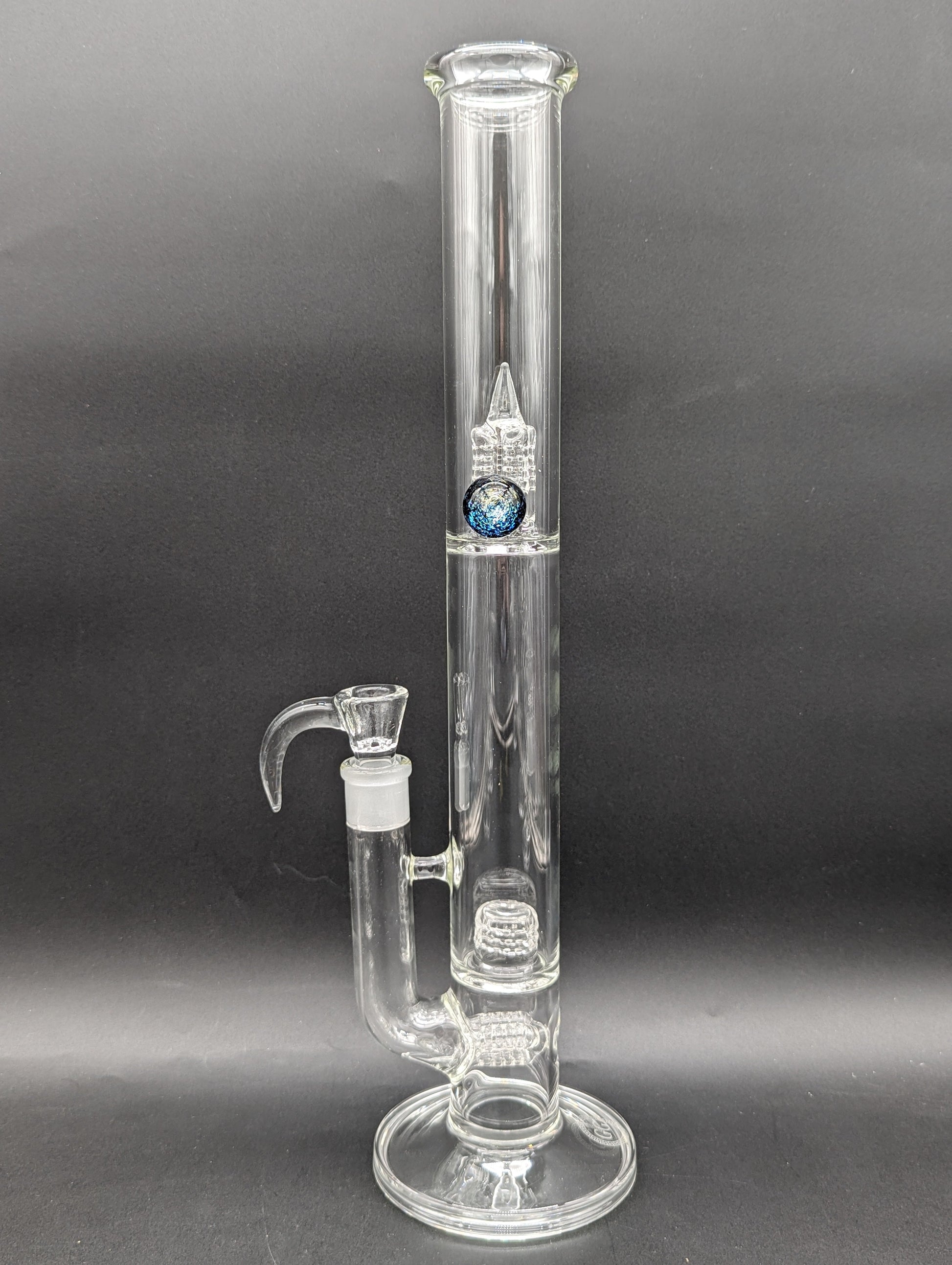 Greek Glass Threeline to 360 Grid Cap Tube w/ Marble-Avernic Smoke Shop