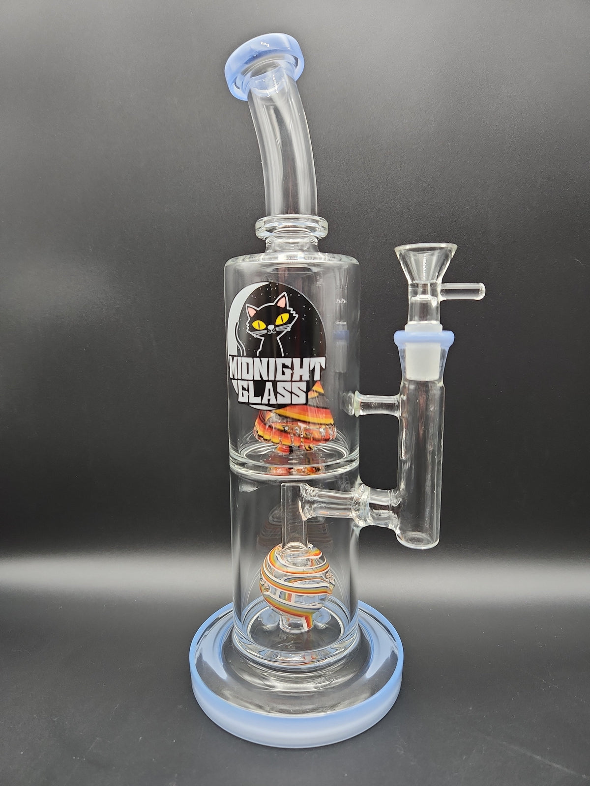 Midnight Glass 11" Double Chamber Swirled Water Pipe-Avernic Smoke Shop