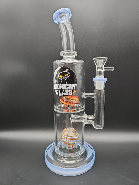 Midnight Glass 11" Double Chamber Swirled Water Pipe-Avernic Smoke Shop