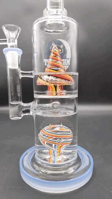 Midnight Glass 11" Double Chamber Swirled Water Pipe-Avernic Smoke Shop