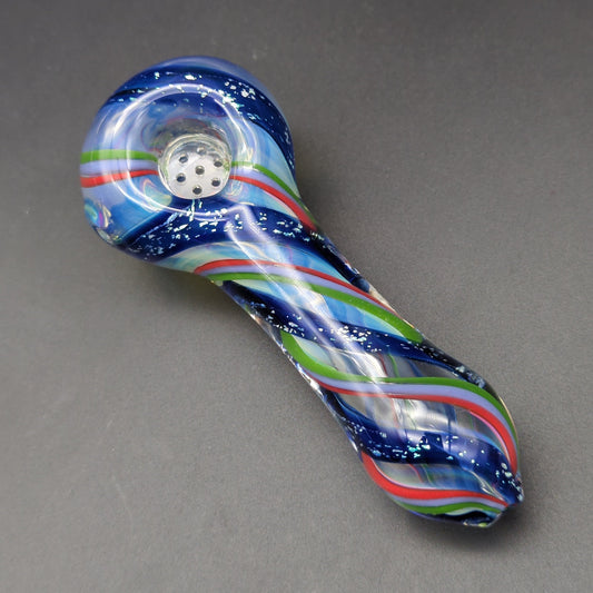 Multicolor Dichro Swirl Hand Pipe w/ Screen-Avernic Smoke Shop