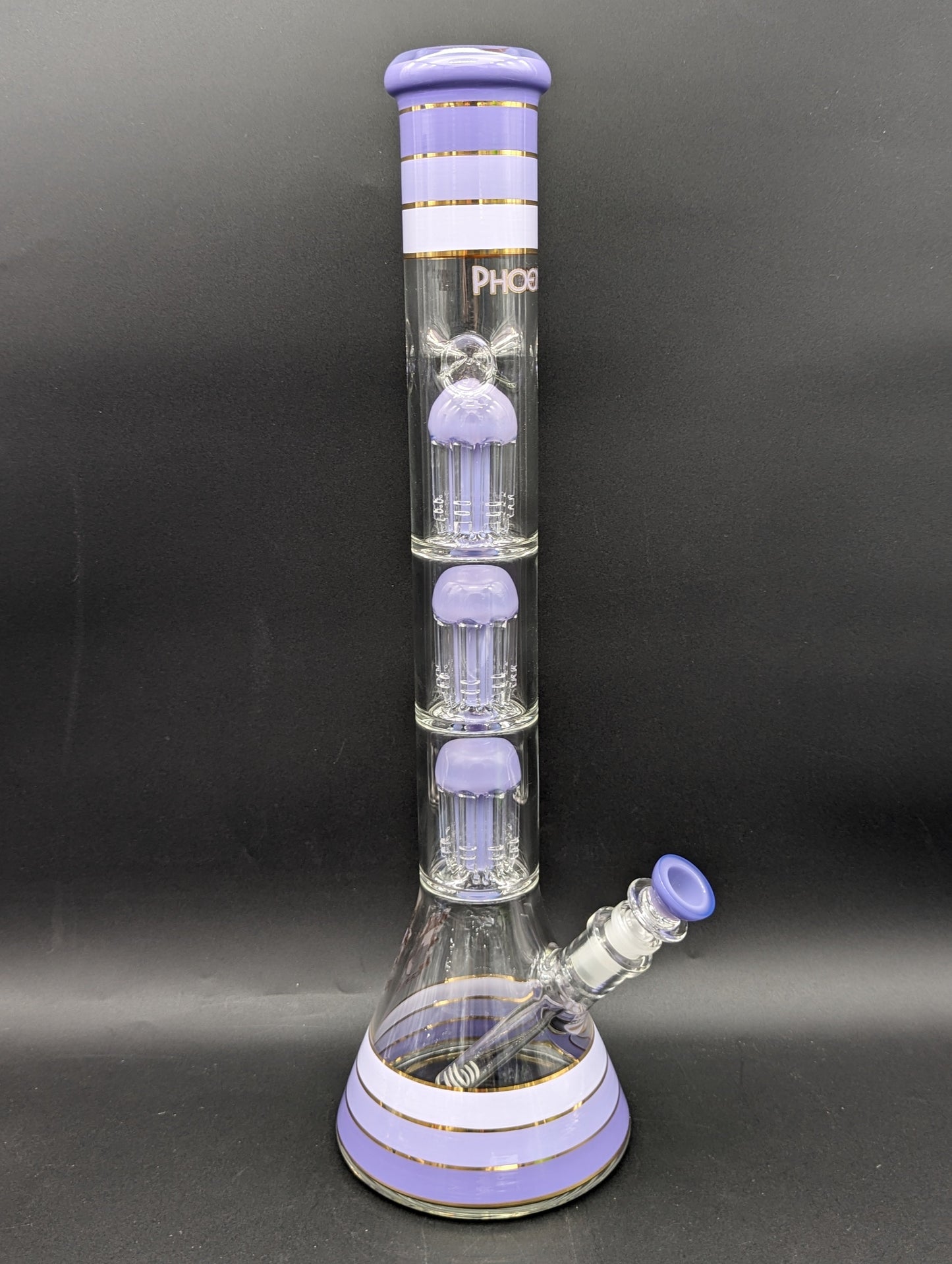 Phoenix 18" Striped Beaker w/ Triple Tree Perc