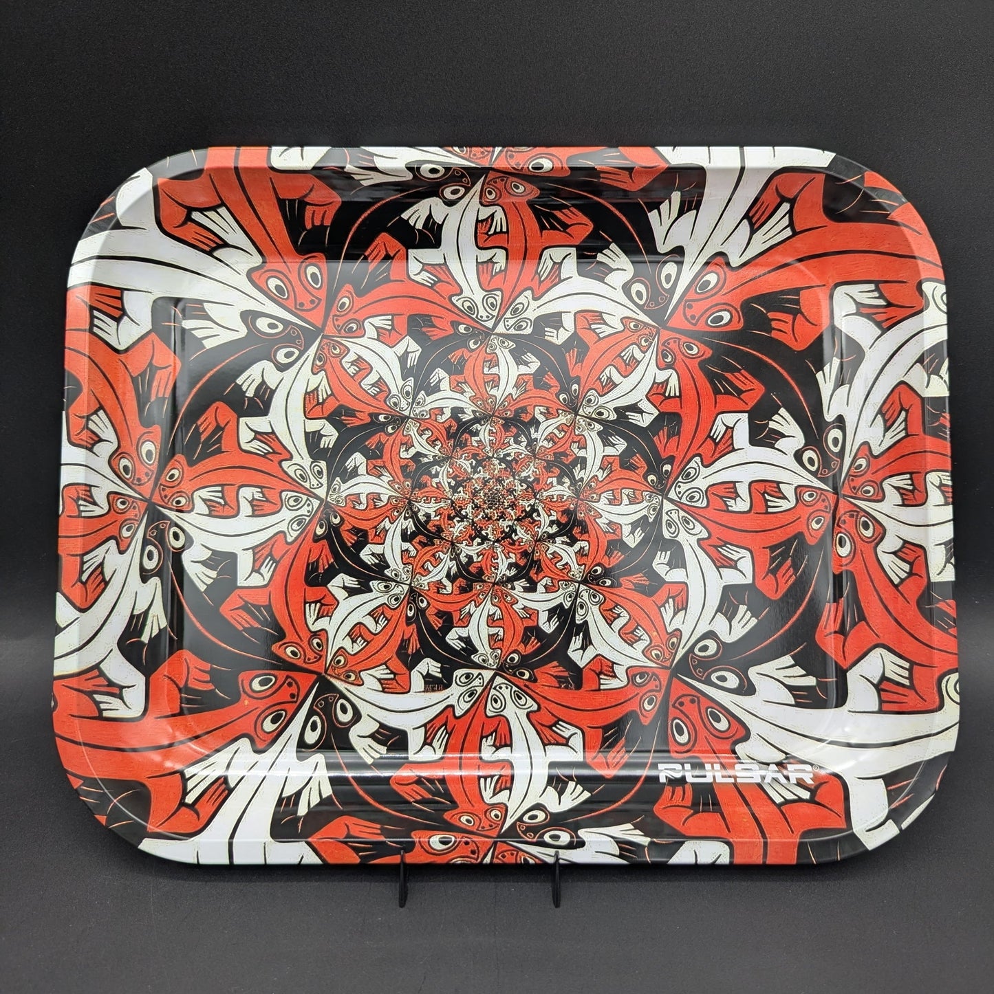 Pulsar Large Metal Rolling Tray | Interlocking Lizards | 13"x11"