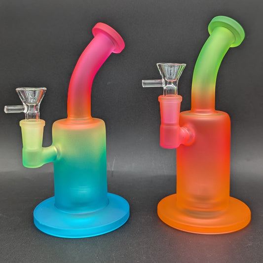 Rainbow Frosted 8" Bent Neck Bong-Avernic Smoke Shop