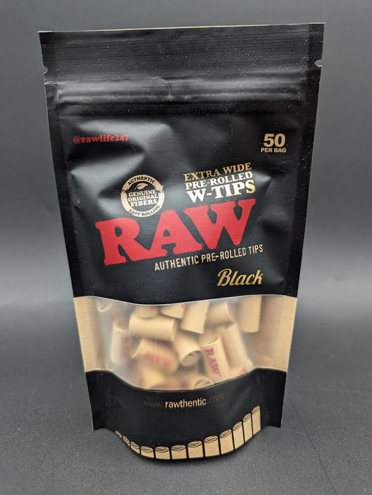 RAW Black Extra Wide Pre-Rolled Tips | 50pc Bag