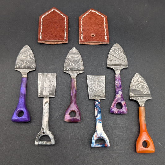 Resin Handle Spade Damascus Steel Dab Tool-Avernic Smoke Shop