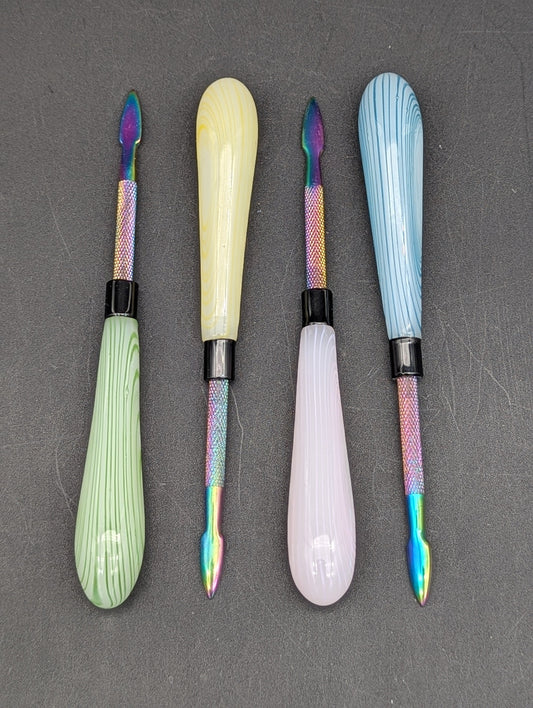Round Glass Handle Dab Tool w/ Metal Tip