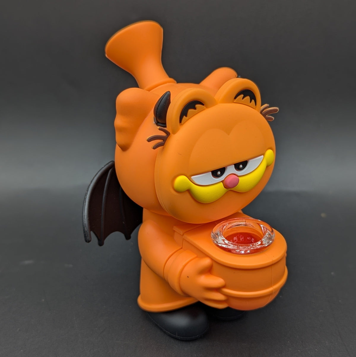 Stoned Orange Bat Cat Silicone Bubbler | 5.25"-Avernic Smoke Shop