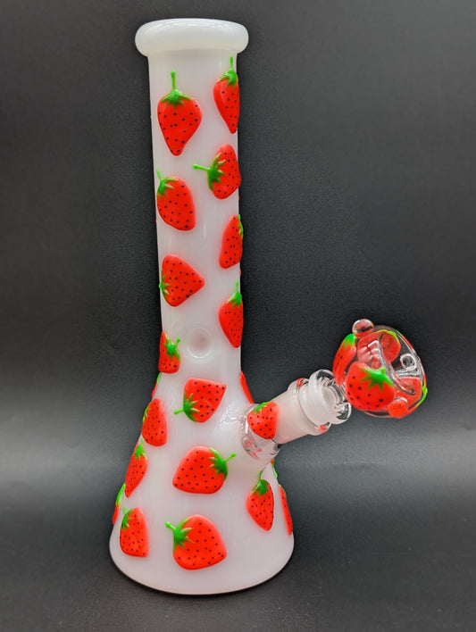 Strawberry Fields Glow In The Dark Beaker Bong 10"