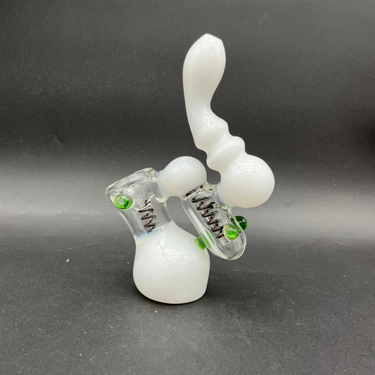 White Dual Chamber Bubbler 6.5"