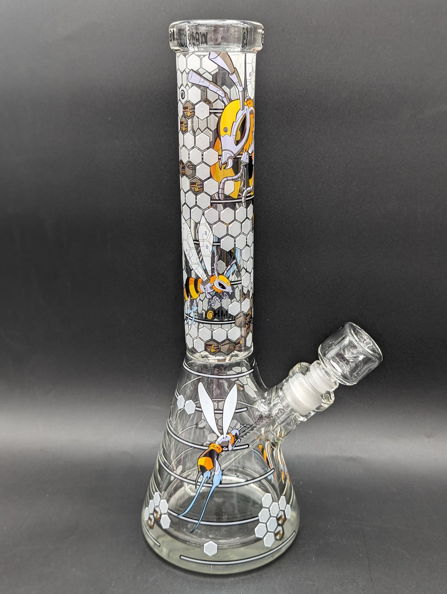 Wormhole Glass "Robo-Bees" 14″ Beaker Bong