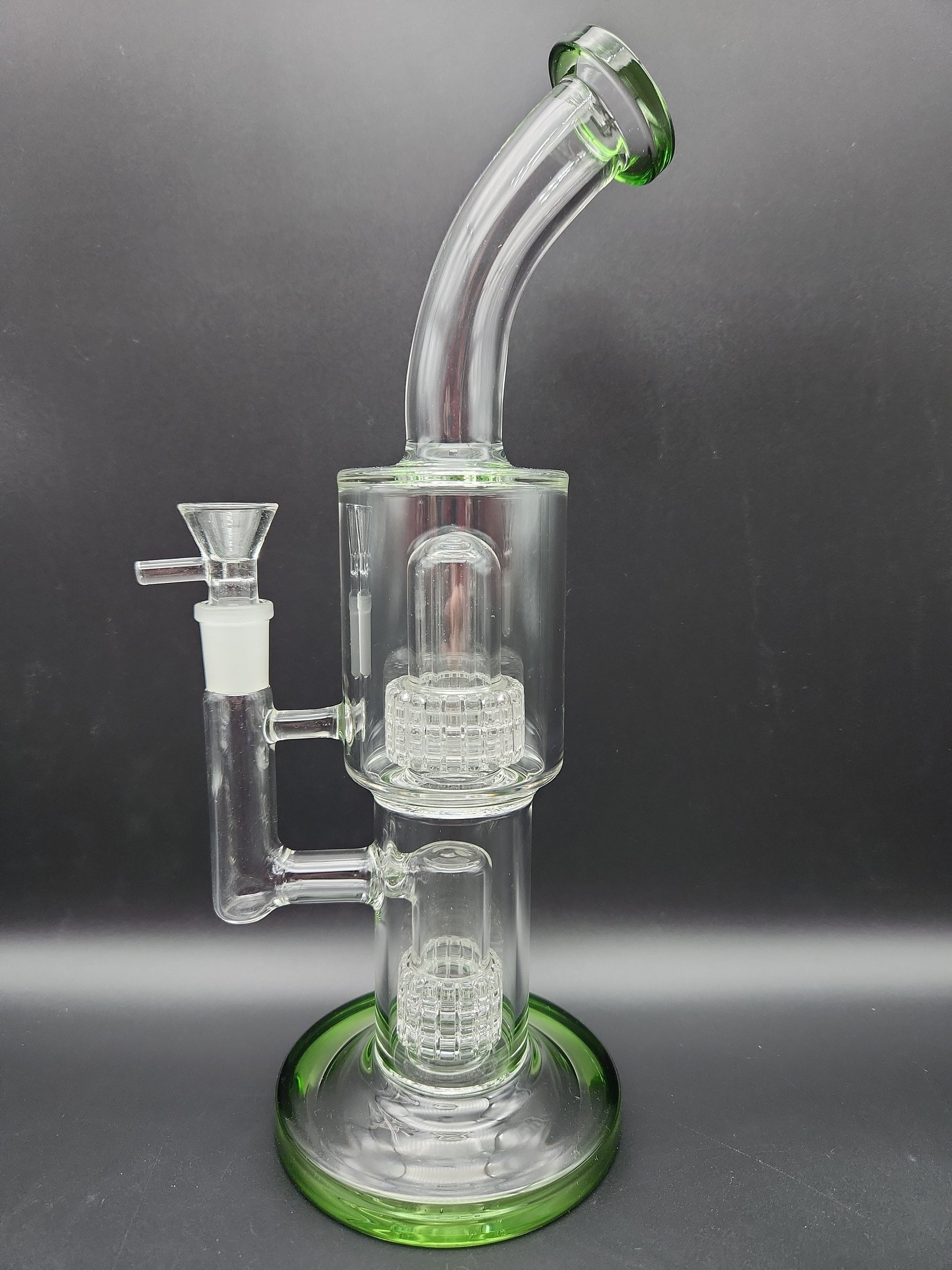 11" Double Matrix Bent Neck Water Pipe - green