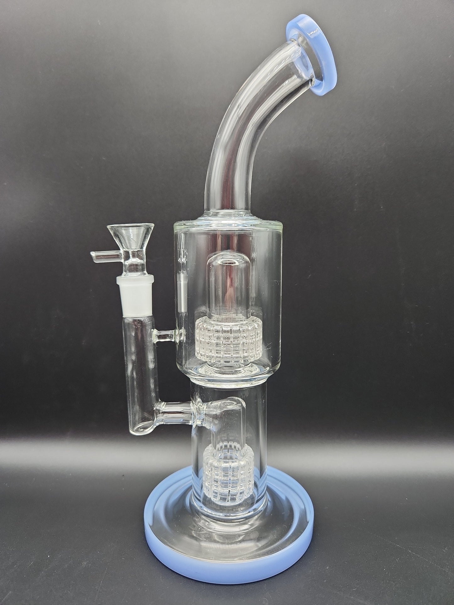 11" Double Matrix Bent Neck Water Pipe - blue