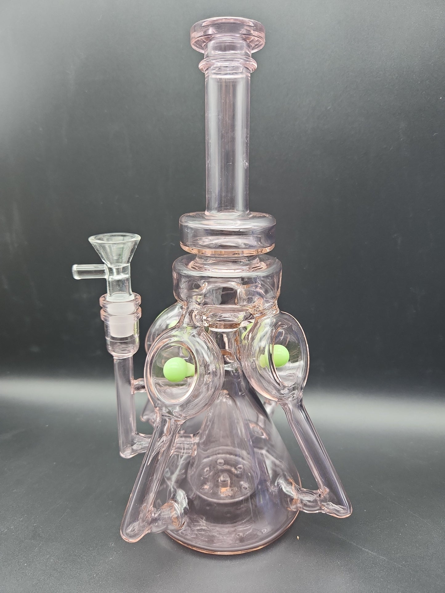 11" Quad Tube Recycler w/ Pyramid Perc pink