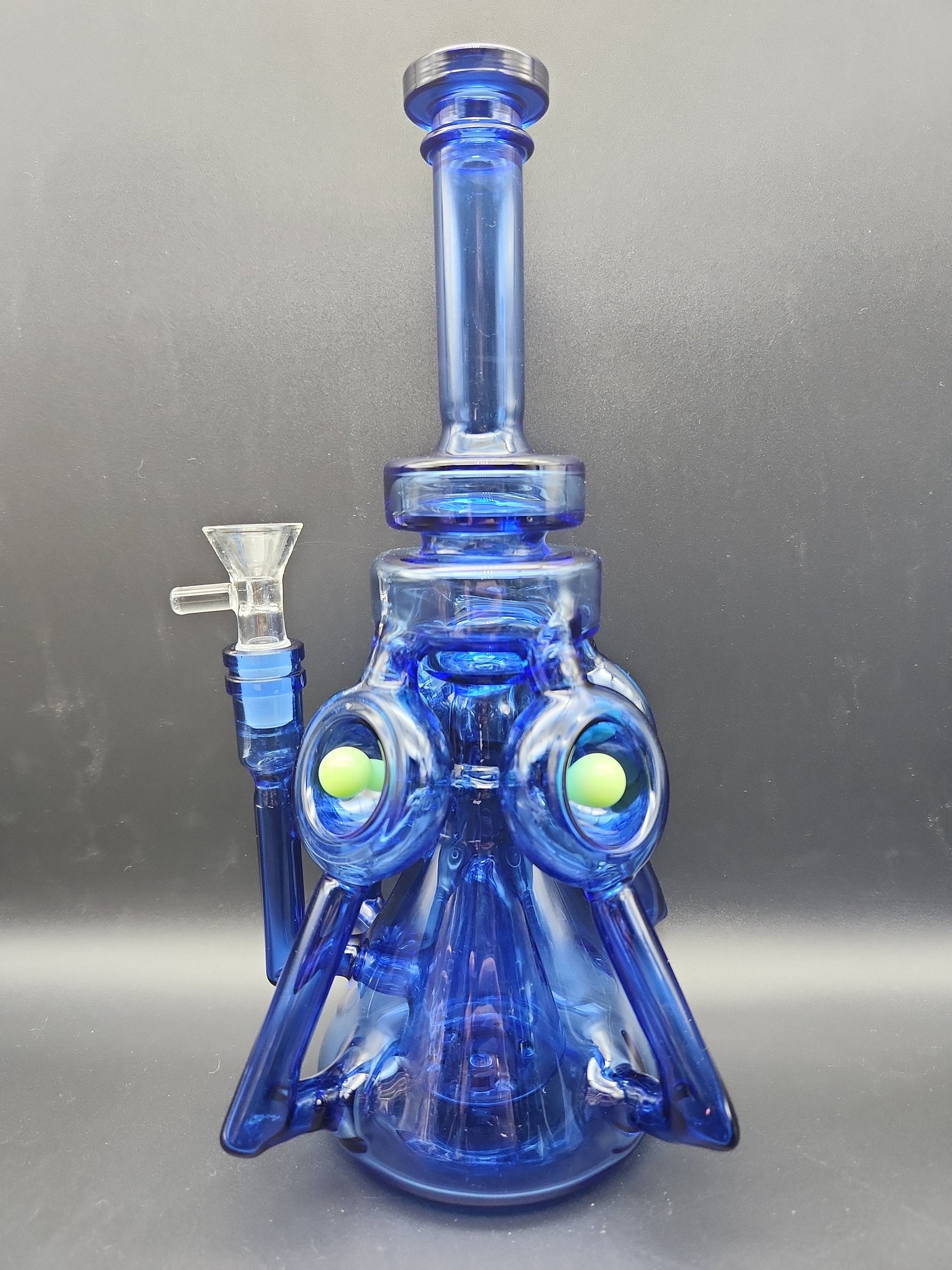 11" Quad Tube Recycler w/ Pyramid Perc blue