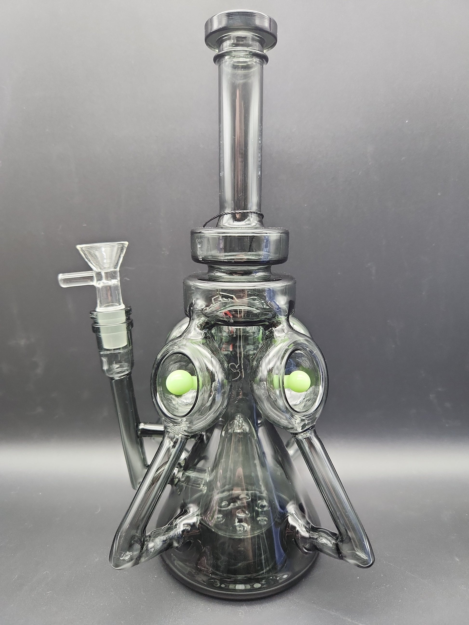 11" Quad Tube Recycler w/ Pyramid Perc smoke