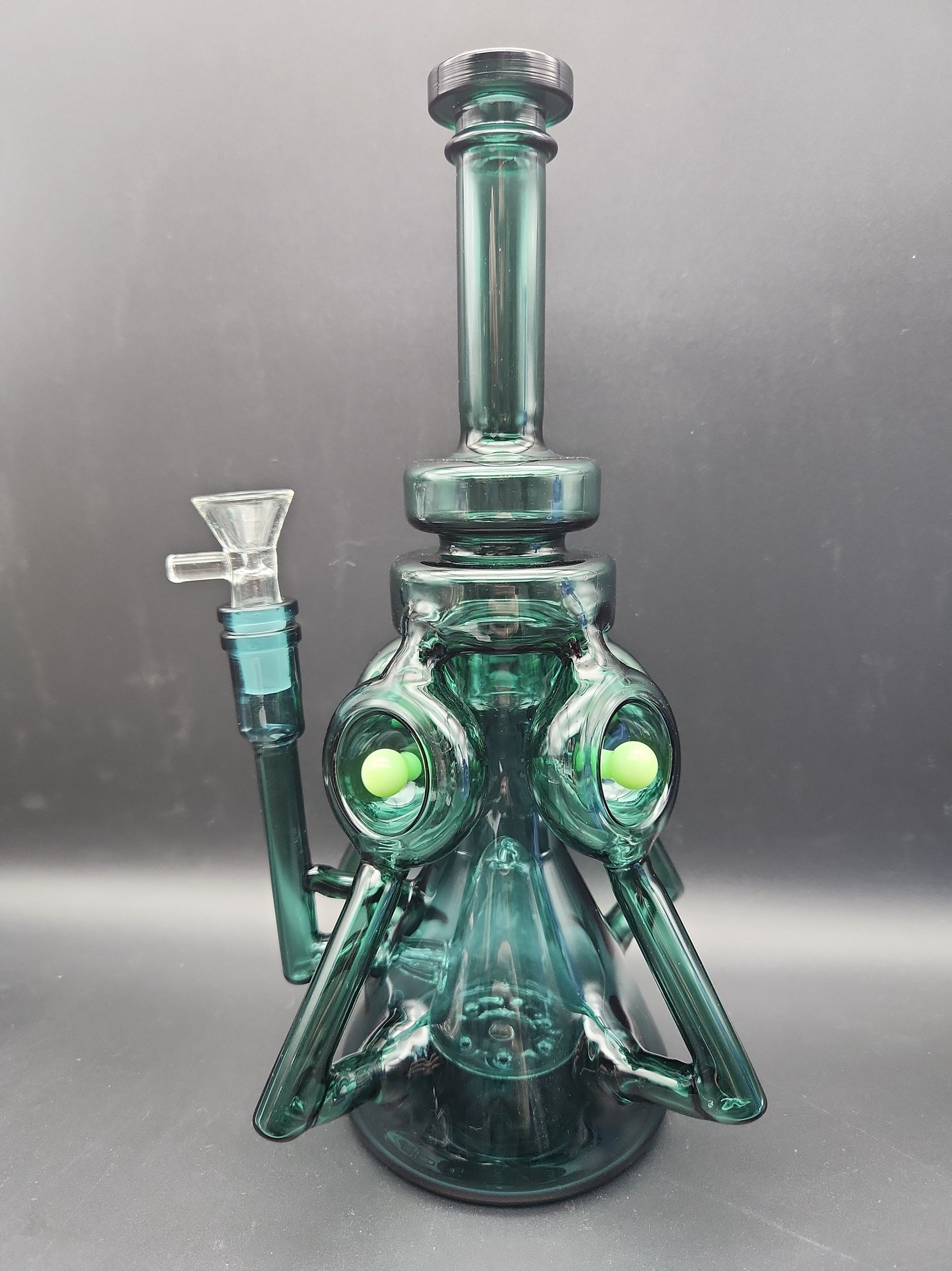 11" Quad Tube Recycler w/ Pyramid Perc teal