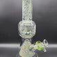 11.5" Etched Stone Pyramid Beaker - clear green