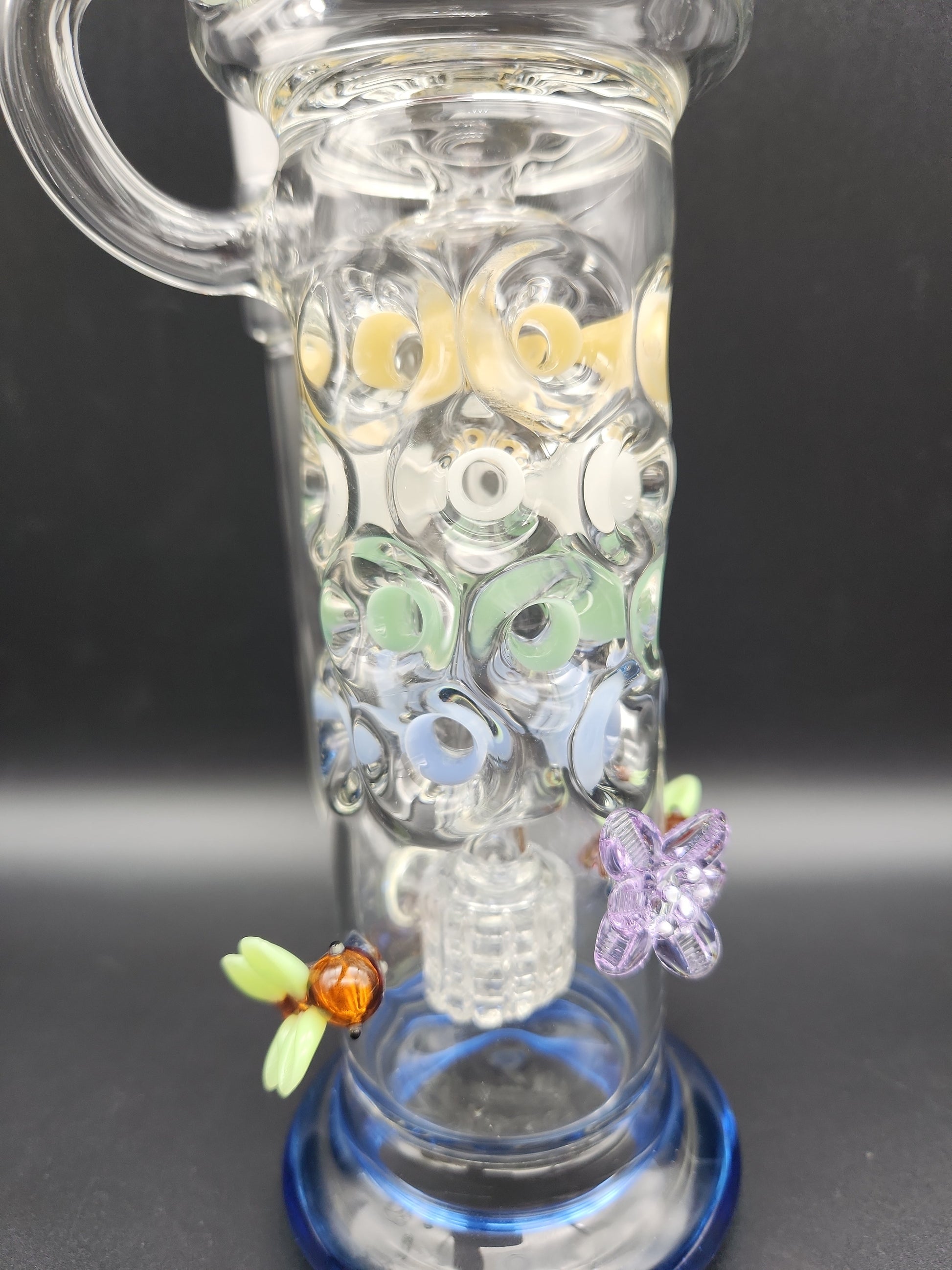 12" Multi Color Swiss Recycler - close up of percs