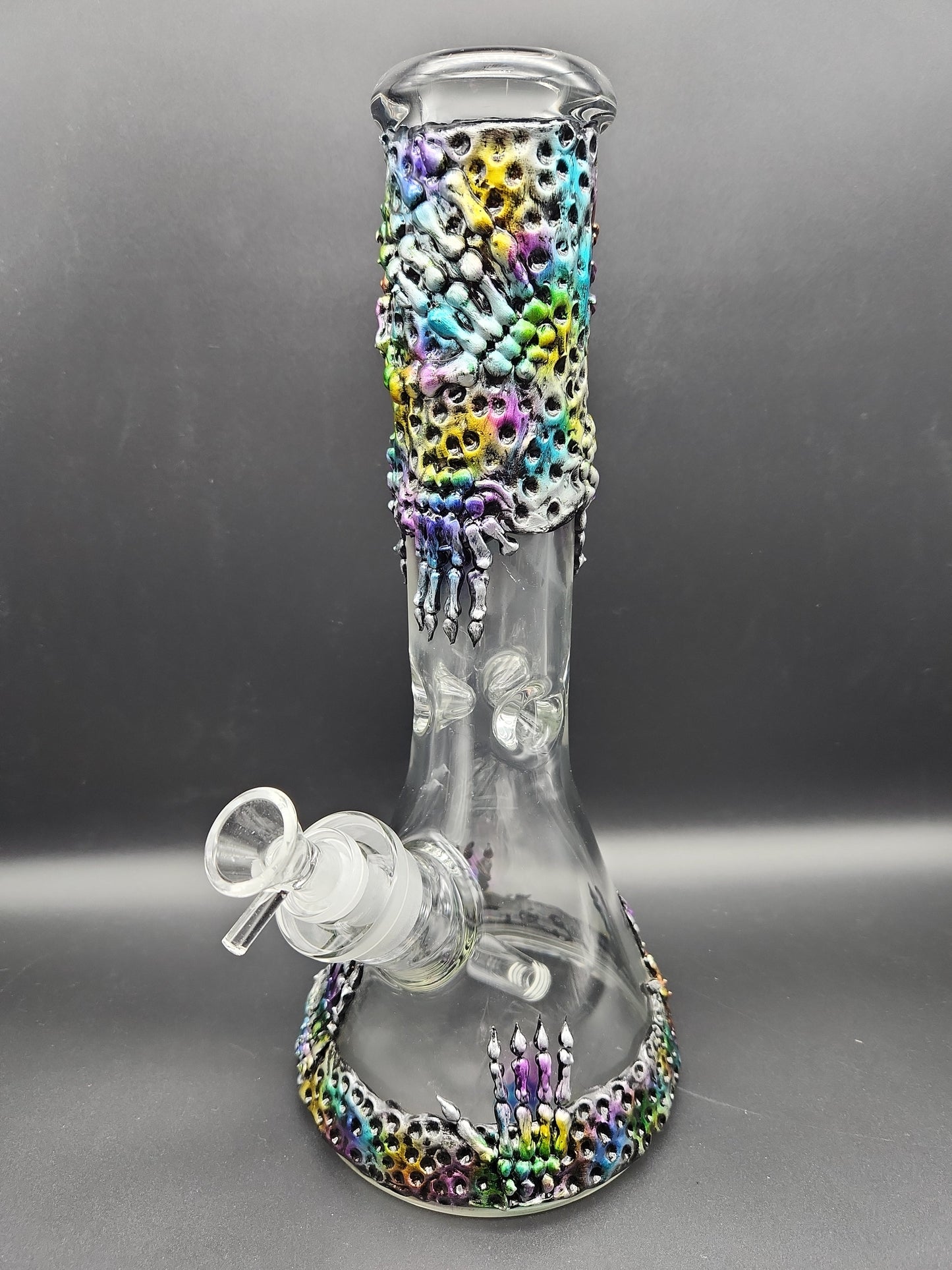 13" 3D Graphic Beaker Rainbow Skeleton Hands