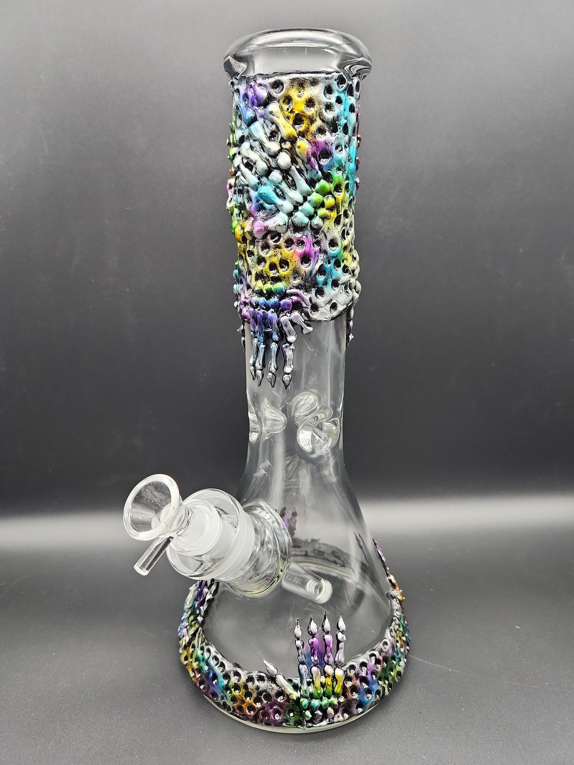 13" 3D Graphic Beaker Rainbow Skeleton Hands