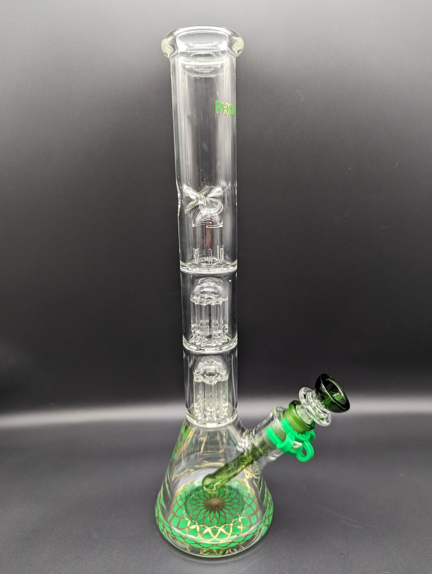 13" Phoenix Double Tree Beaker Bong green