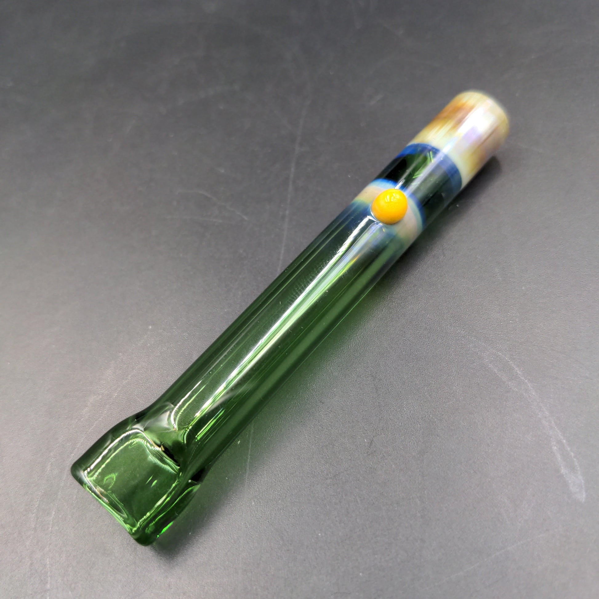 3.5" Flat Mouth Chillum - by LimboGlass - green