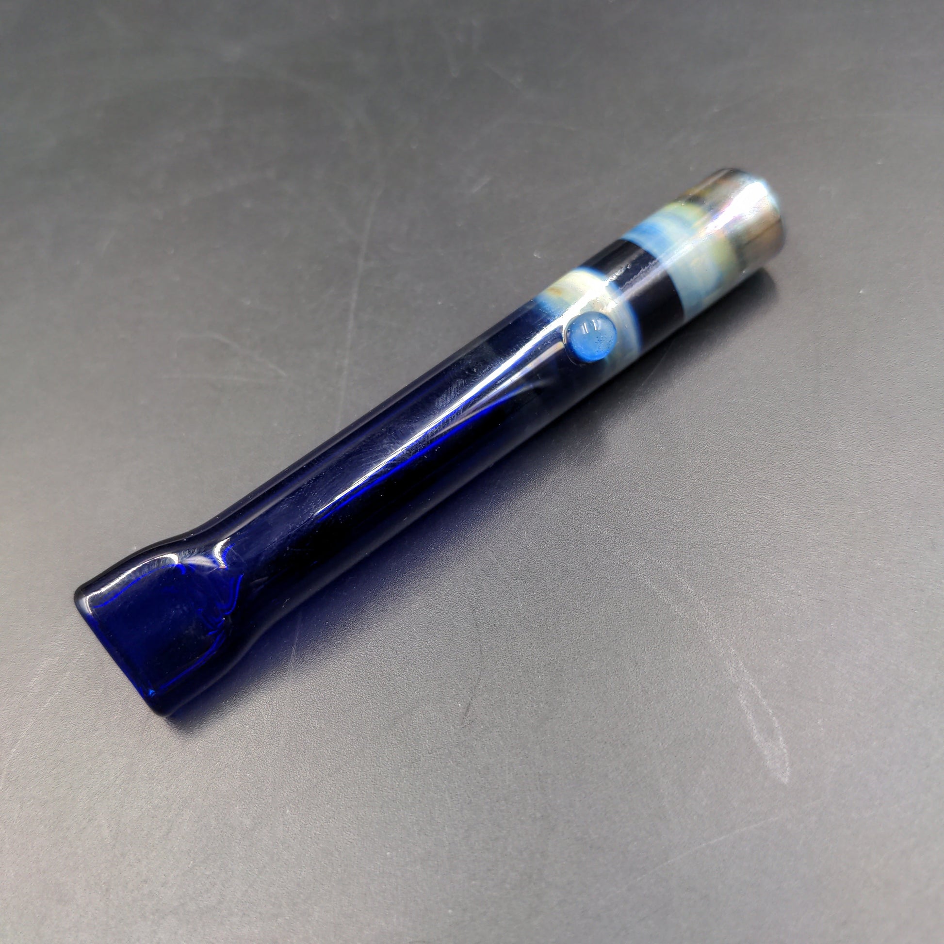 3.5" Flat Mouth Chillum - by LimboGlass - blue