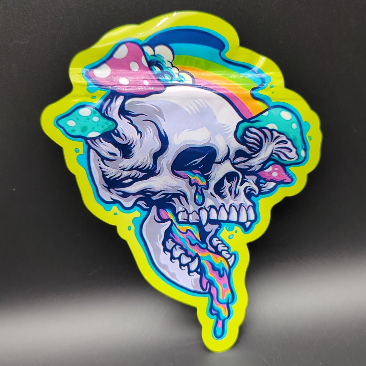 3.5g Trippy Skull Mylar Bags Die Cut