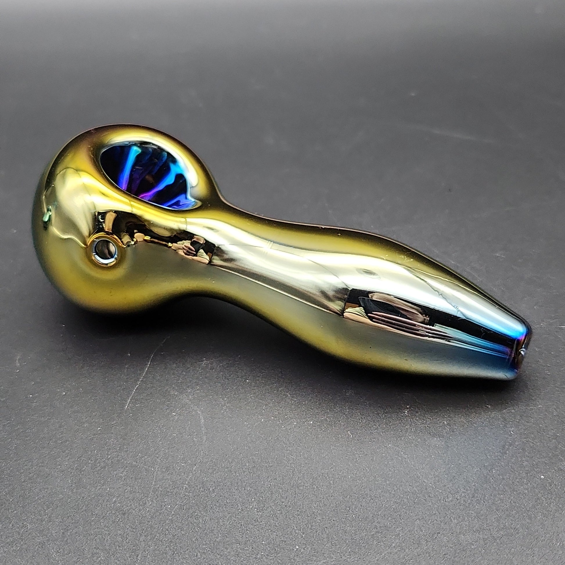 4" Chrome Gradient Hand Pipe - gold rainbow