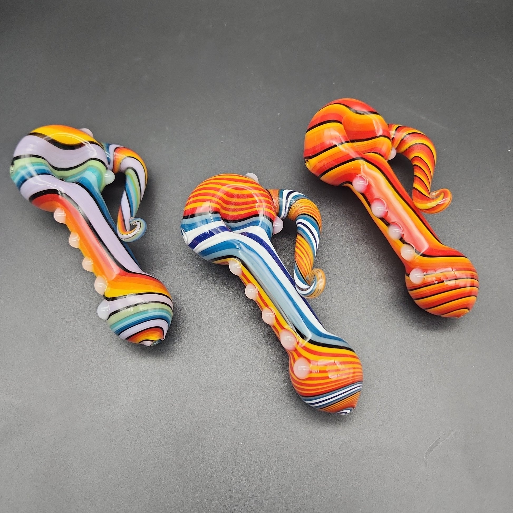 4" Full Stripe Hand Pipe w/ Tentacle Handle