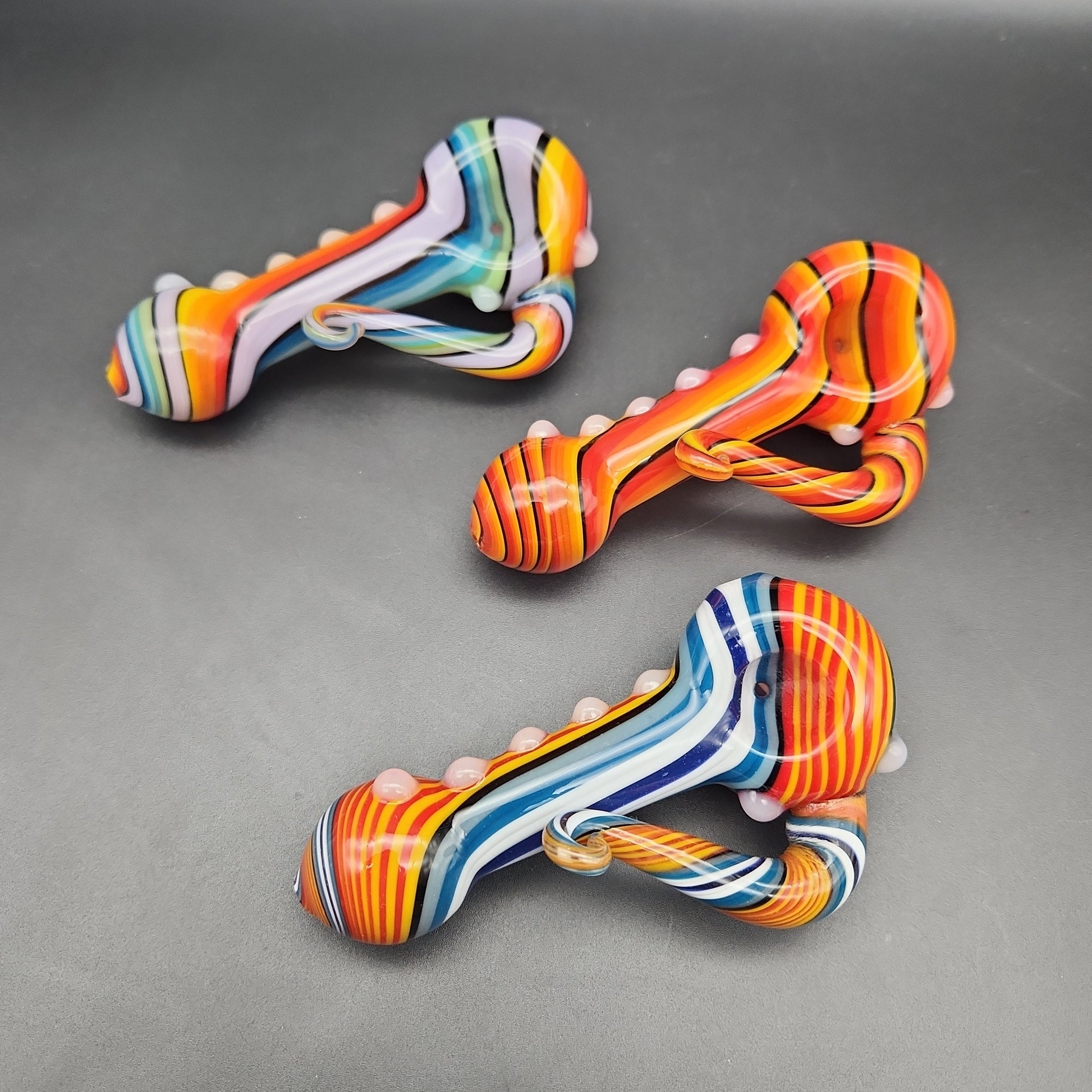 4" Full Stripe Hand Pipe w/ Tentacle Handle