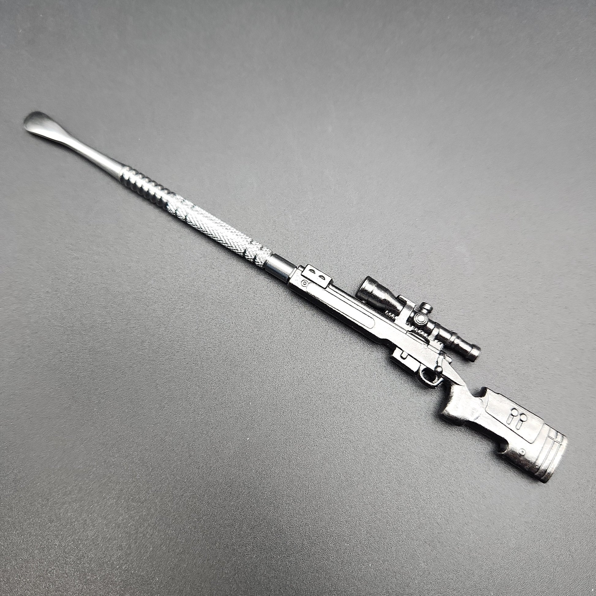 5" Silver Metal Gun Dab Tools - Sniper Rifle