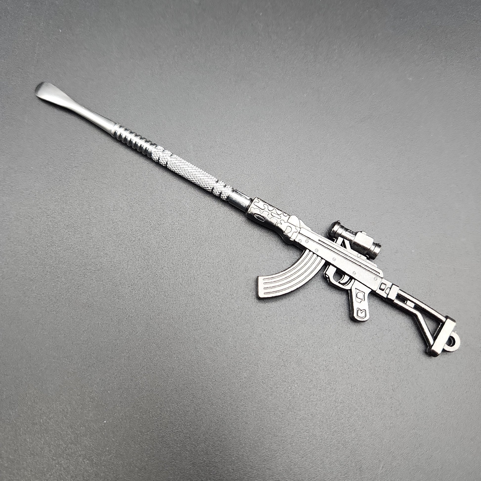 5" Silver Metal Gun Dab Tools - Assault Rifle