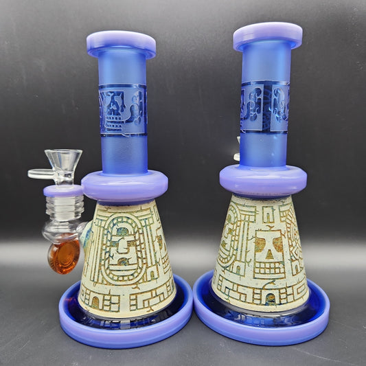 7.5" Etched Aztec Castle Mini Beaker