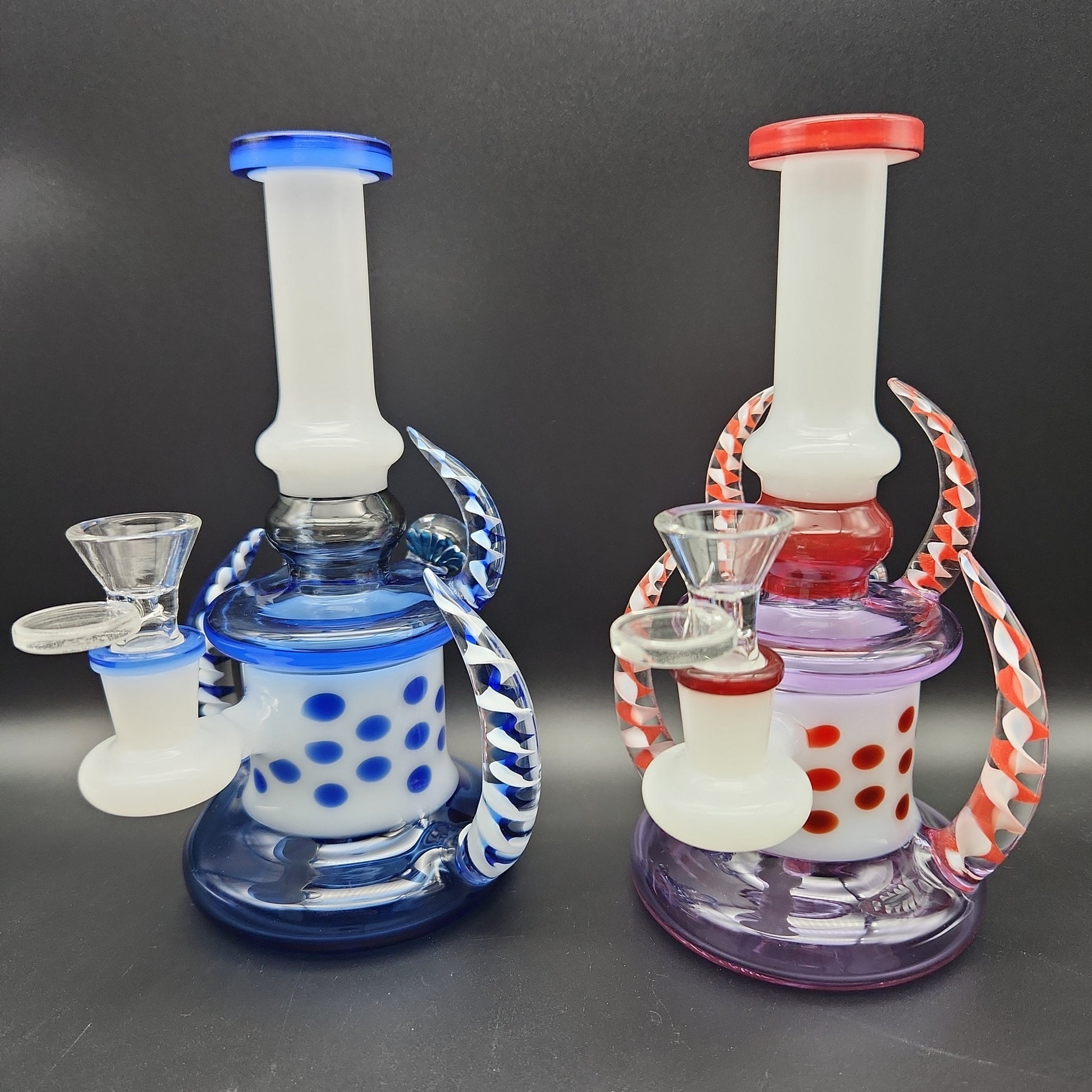 7.5" Mini Horned Polka Dot Water Pipe