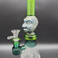 9" Aztec Face Beaker Water Pipe - clear green