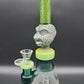9" Aztec Face Beaker Water Pipe - milky green