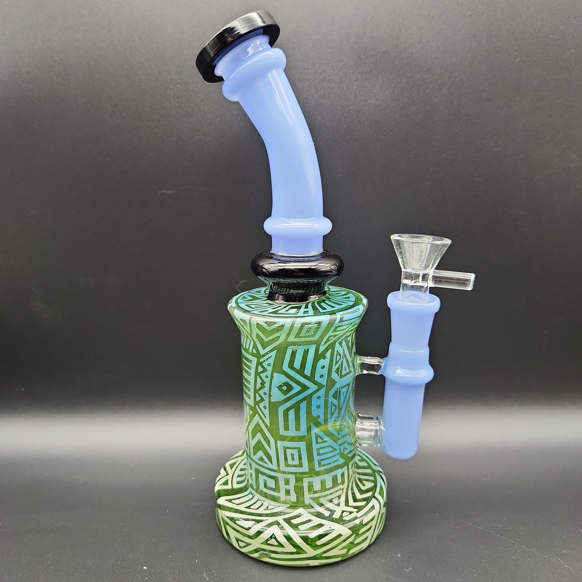 9.5" Etched Hollowfoot Water Pipe - Green