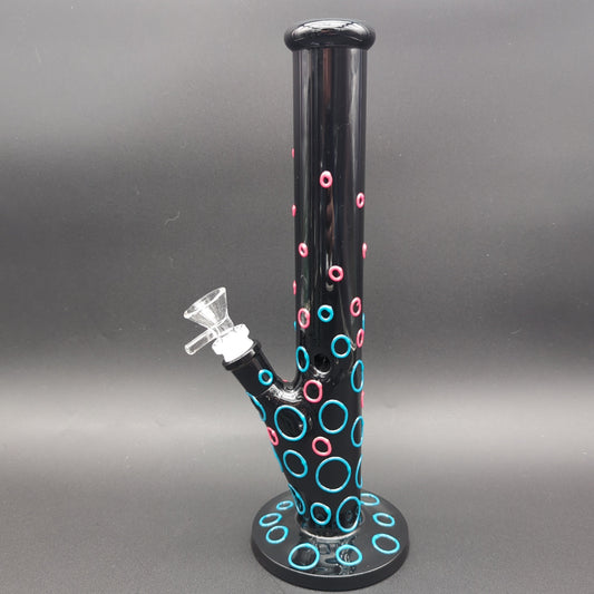 Black Glow in the Dark Bubbles Straight Tube Bong