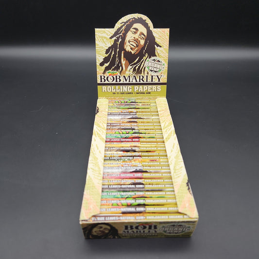 Bob Marley Rolling Papers Organic Hemp - 1-1/4" Box display