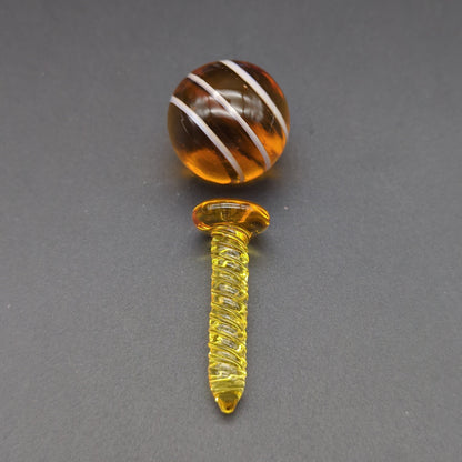 Color Swirl Terp Slurper Screw & Marble Set | 2pc Amber