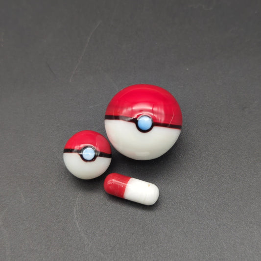 Dual Colored Ball Marble + Pill Sets for Terp Slurpers Red