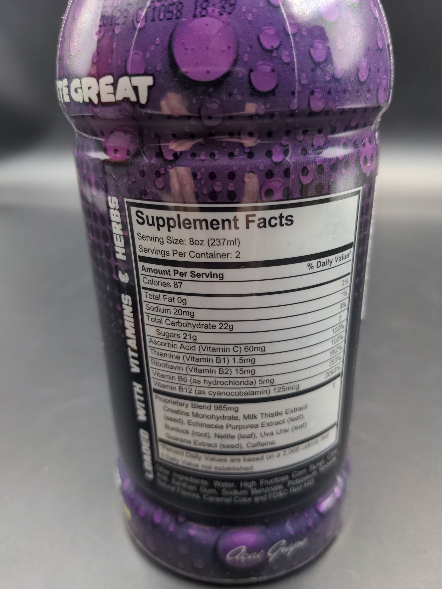 High Voltage Premium Detox Drink 16oz Supplement Facts