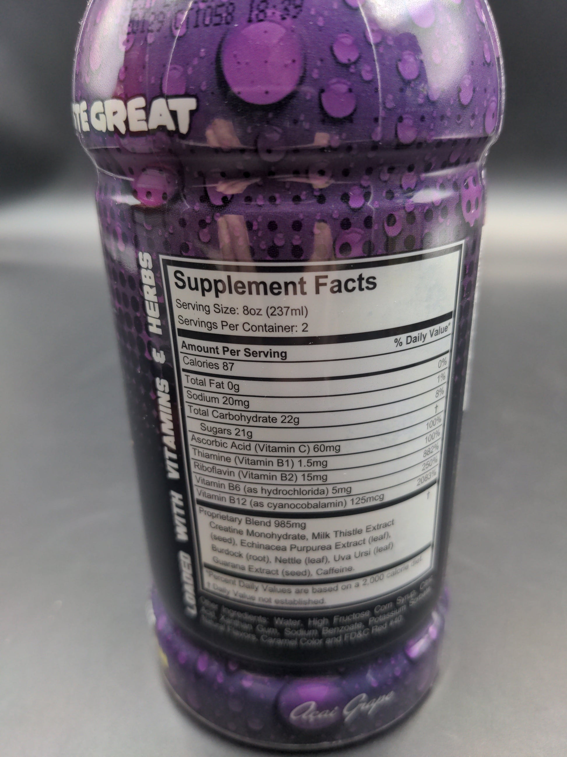 High Voltage Premium Detox Drink 16oz Supplement Facts