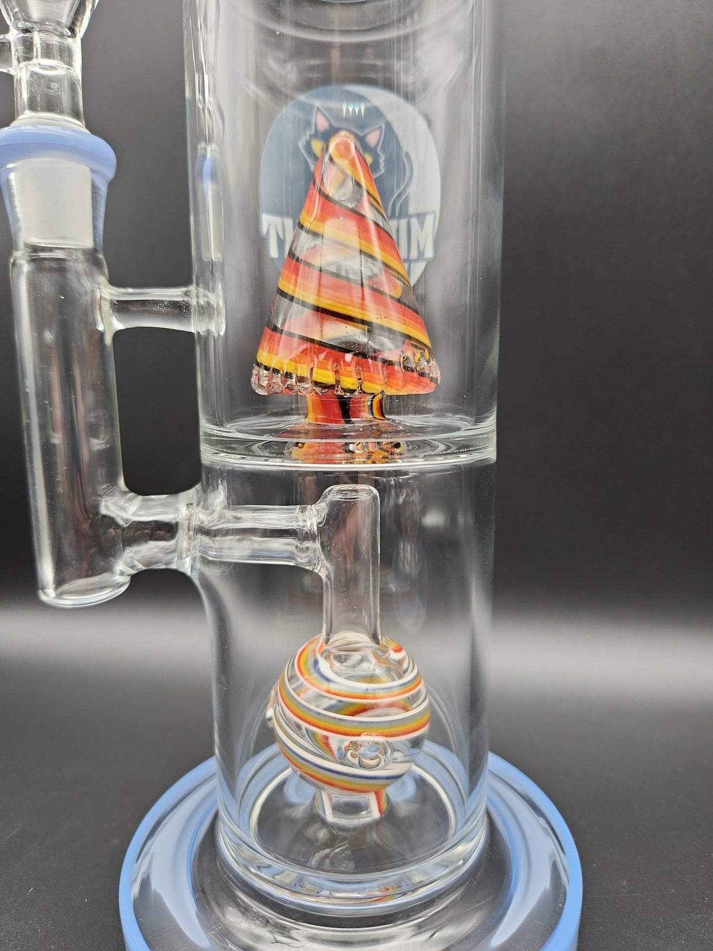 Back of Midnight Glass 11" Double Chamber Swirled Water Pipe