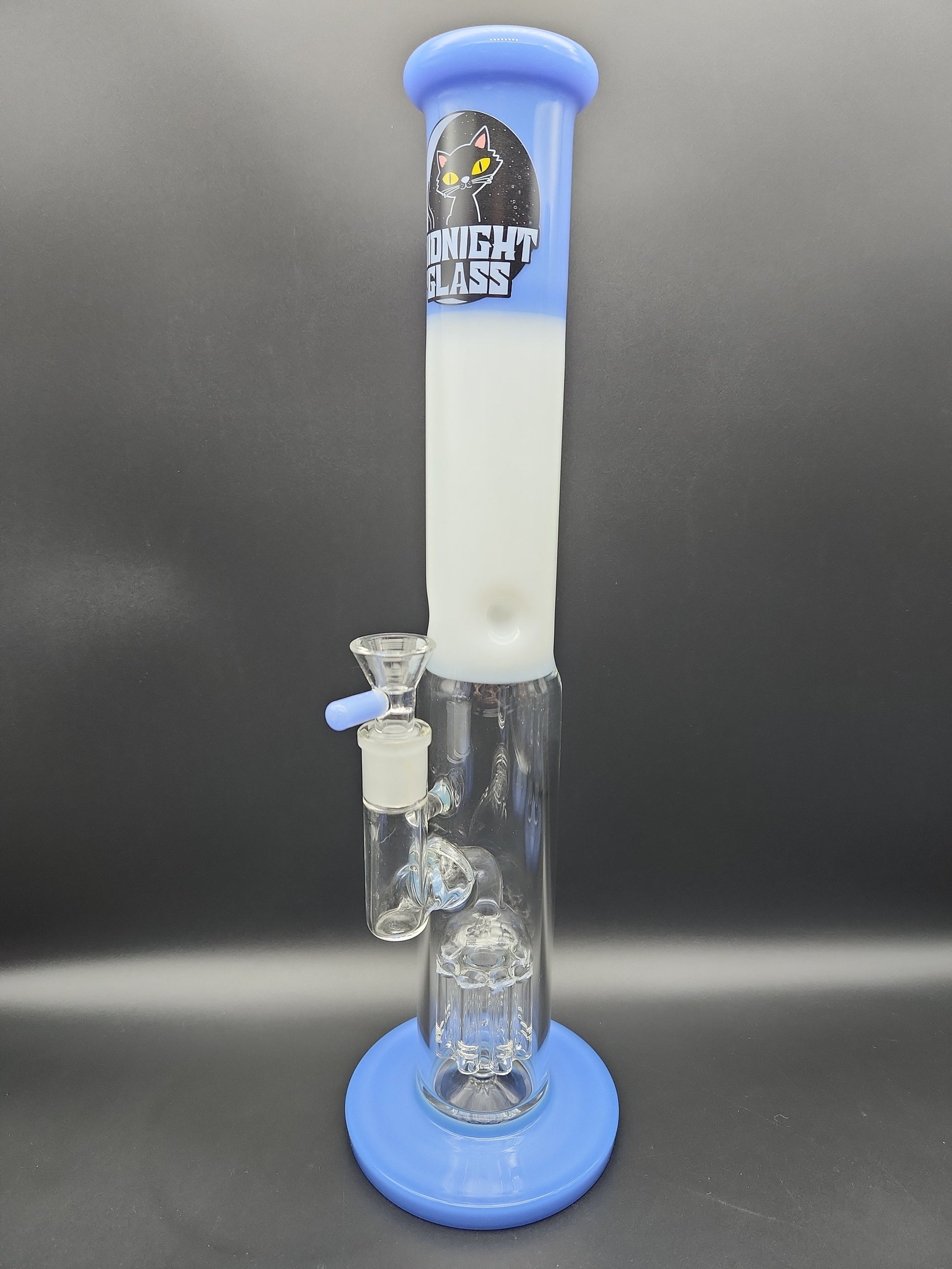 Midnight Glass 14.5" Straight Tube w/ Tree Perc White